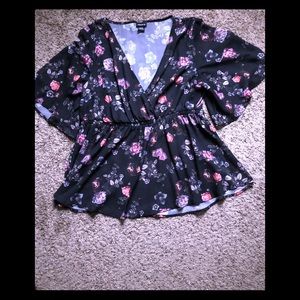 Black floral blouse
